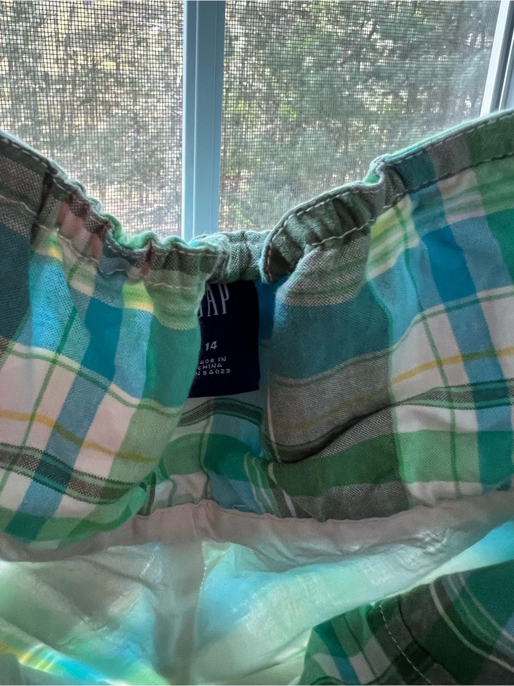 GAP Strapless Plaid Maxi Dress in Green, Blue & White - Picture 3 of 4